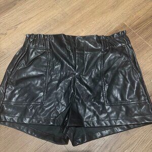 Shinestar Black Baux Leather Shorts
